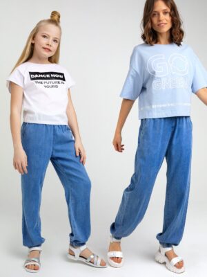 Брюки текстильные джинсовые для женщин