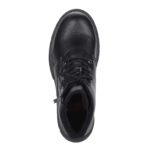 Черные ботинки из экокожи на подкладке из искусственной шерсти на тракторной подошве