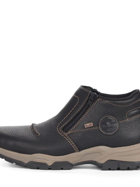 Черные комфортные ботинки из комбинированных материалов на подкладке из шерсти