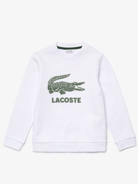 Детская флисовая толстовка Lacoste с круглым вырезом и винтажным логотипом