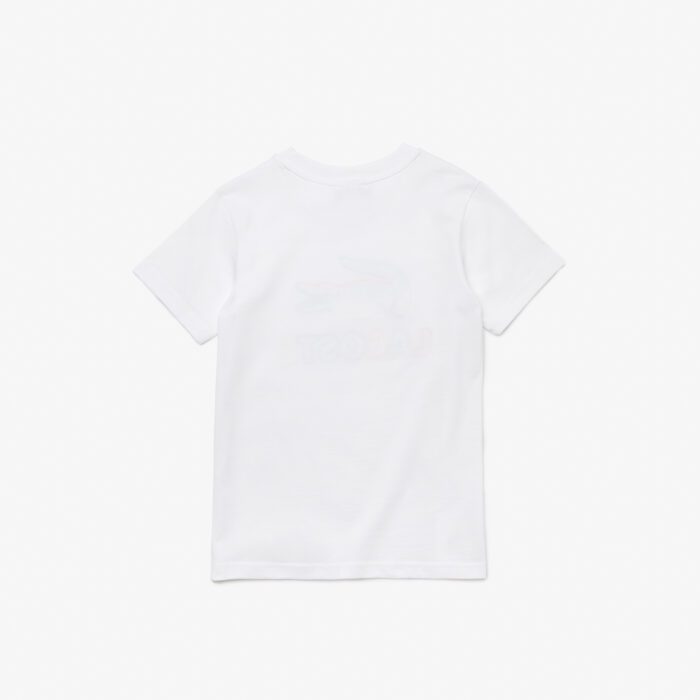 Детская хлопковая футболка Lacoste с круглым вырезом