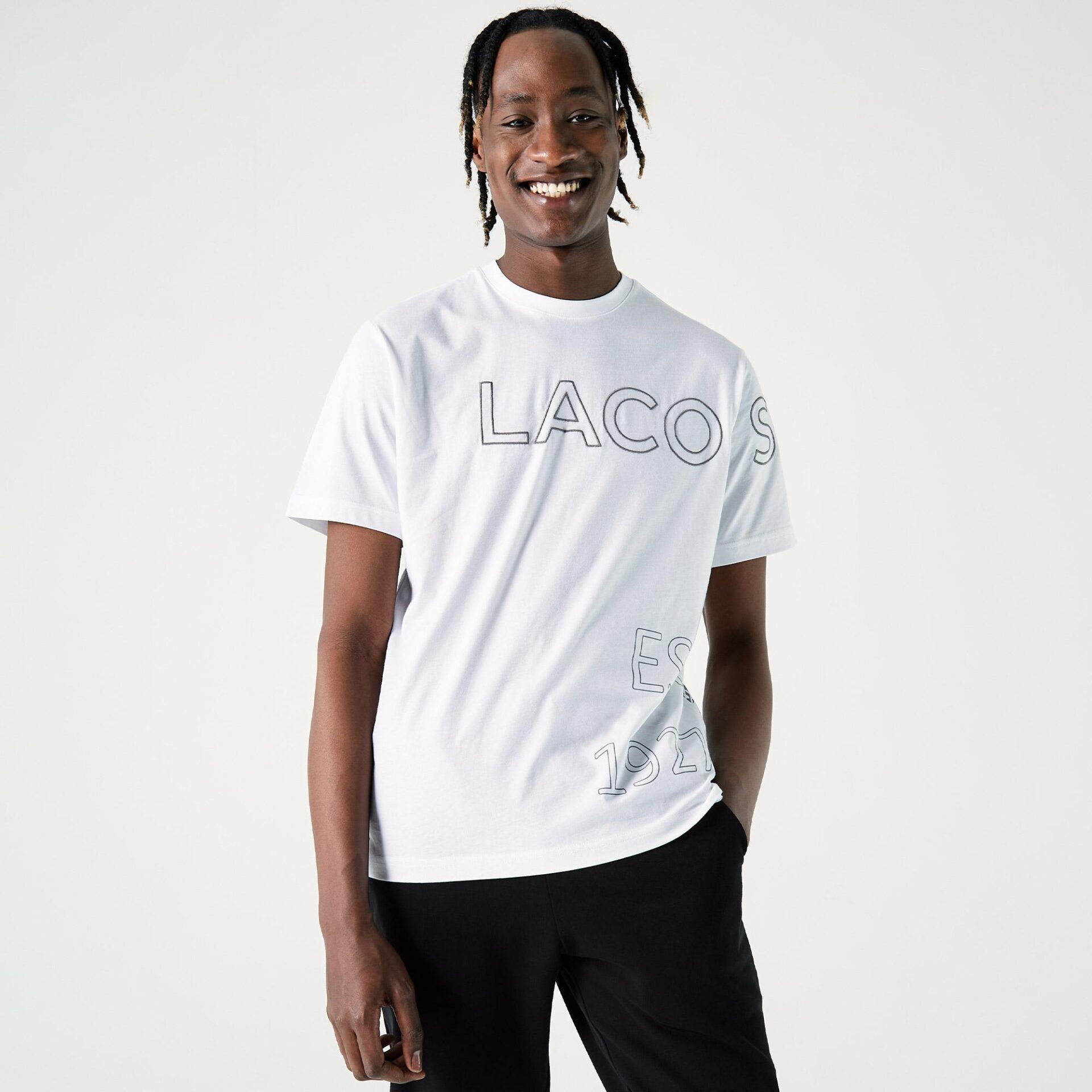 Хлопковая футболка Lacoste Fashion Show Edition Unisex с круглым вырезом и принтом