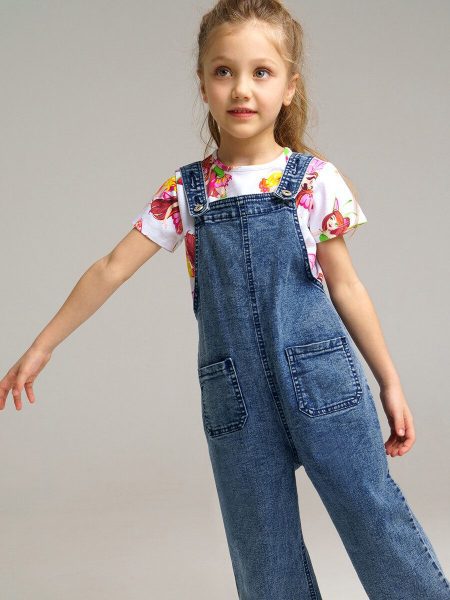 Комбинезон текстильный джинсовый для девочки