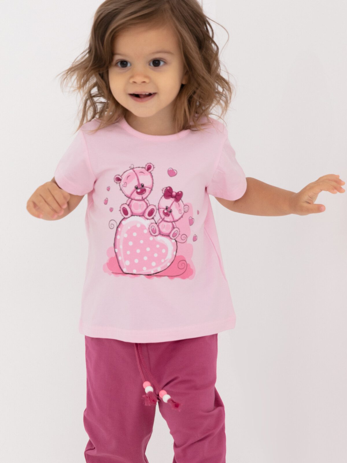 Комплект детский трикотажный для девочек: фуфайка (футболка), брюки