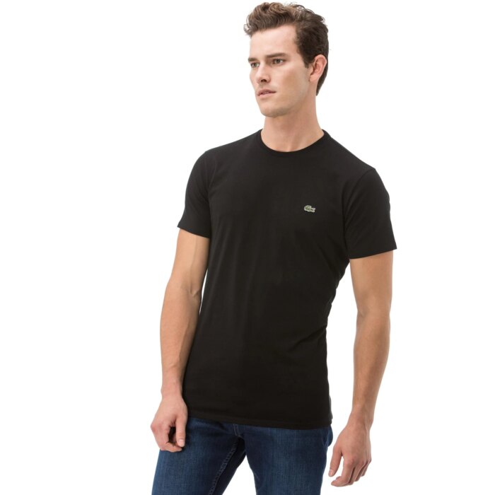 Мужская хлопковая футболка Lacoste с круглым вырезом