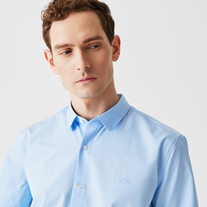 Мужская приталенная рубашка Lacoste из хлопкового поплина