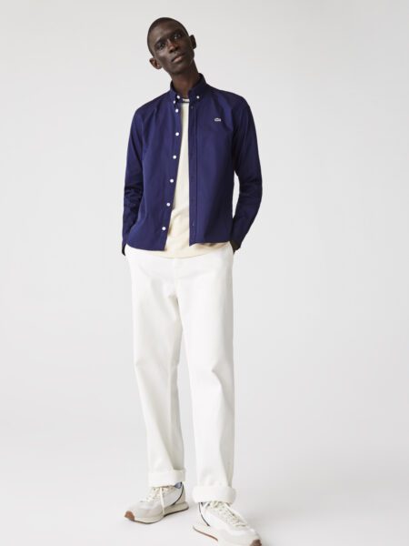 Мужская рубашка Lacoste Slim Fit из хлопка премиум-класса