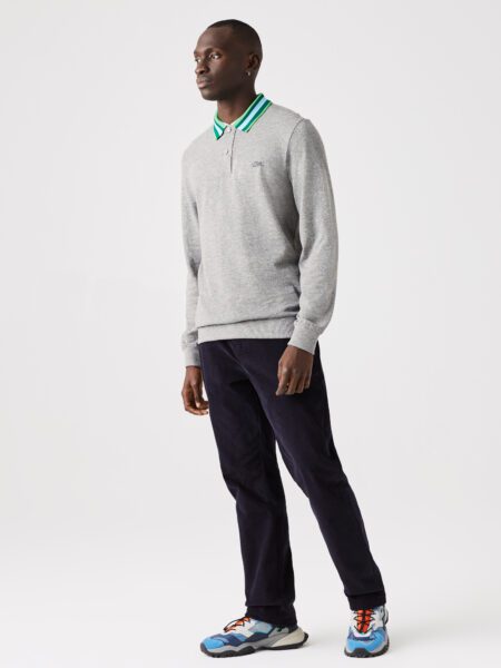Мужская рубашка-поло Lacoste Regular Fit из хлопка  с длинными рукавами