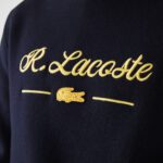 Мужской свитер Lacoste из шерсти и хлопка с круглым вырезом и вышивкой с надписью