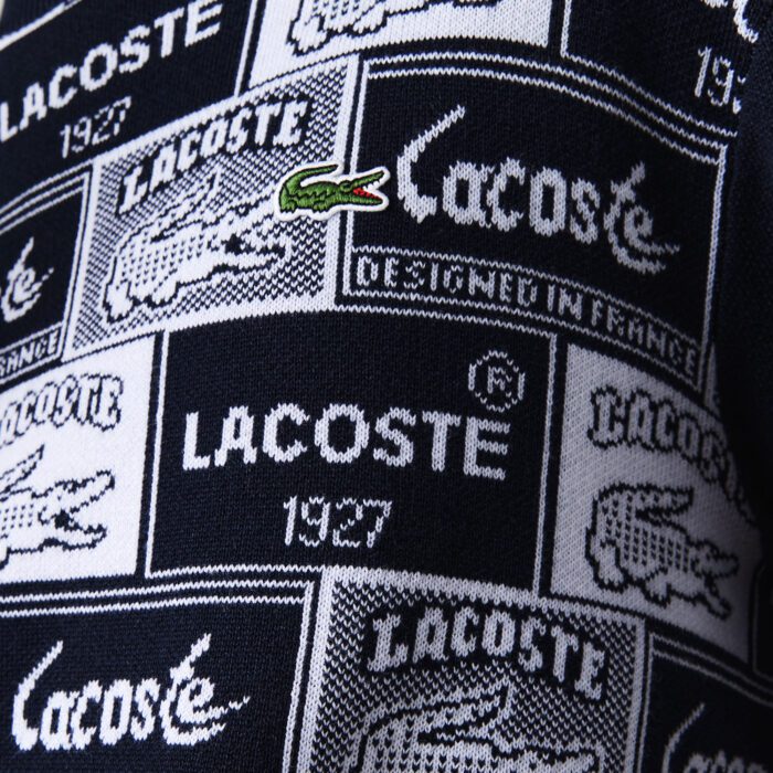 Мужской жаккардовый свитер Lacoste L!VE Heritage с круглым вырезом и пэчворком