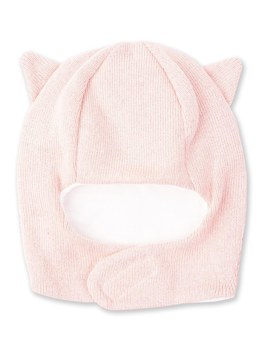 Розовая шапка-шлем с ушками для девочки