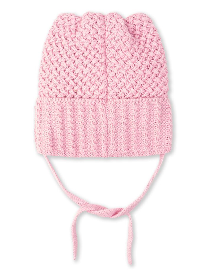 Розовая вязаная шапка для девочки