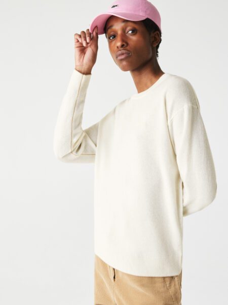 Шерстяной женский свитер Lacoste с круглым вырезои