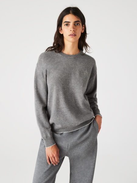 Шерстяной женский свитер Lacoste с круглым вырезои