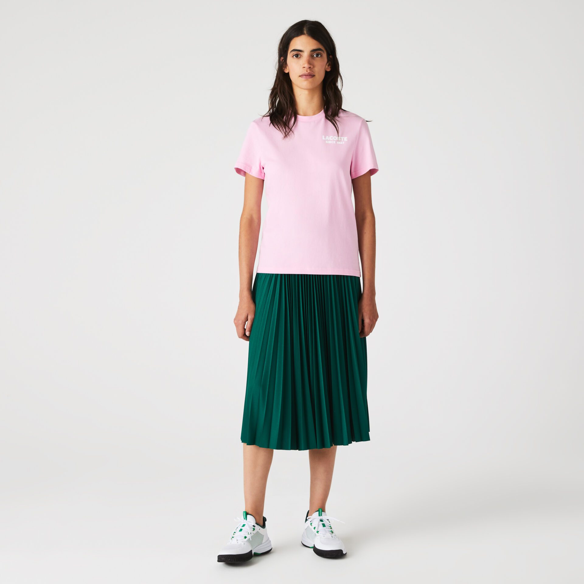 Женская футболка Lacoste Branding из хлопка с круглым вырезом и принтом
