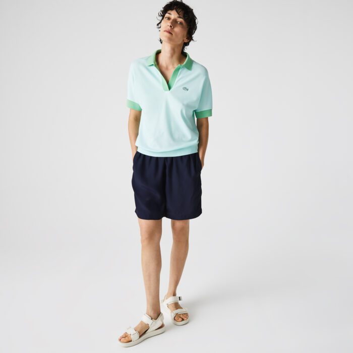 Женская рубашка-поло Lacoste свободного кроя с открытым воротником