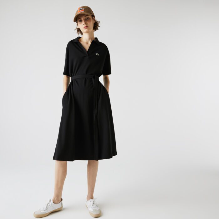 Женское платье-поло Lacoste свободного кроя с V-образным вырезом