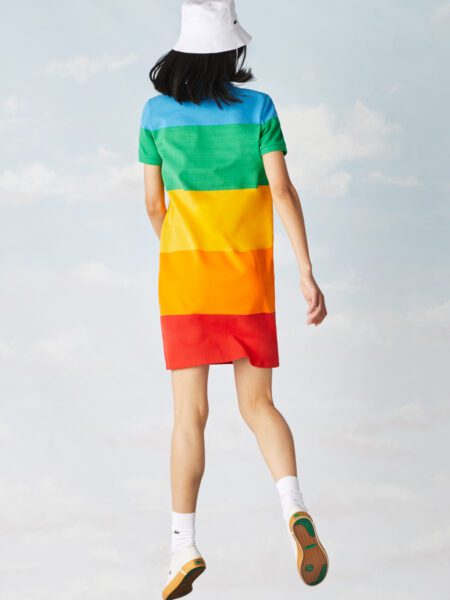 Женское платье-поло Lacoste x Polaroid из хлопка в полоску