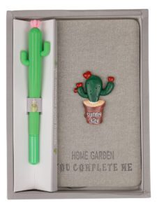 Блокнот и ручка в дизайне кактус