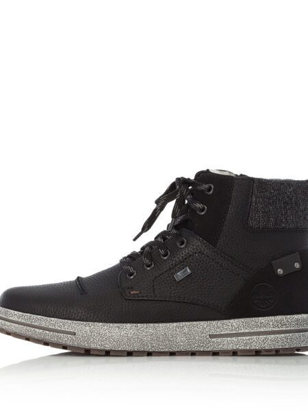Черные ботинки из комбинированных материалов на шнуровке