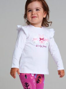 Фуфайка детская трикотажная для девочек (футболка с длинными рукавами)