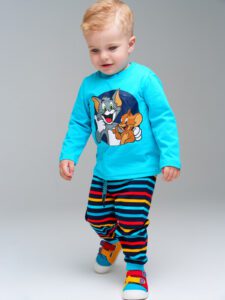 Комплект детский трикотажный для мальчиков: фуфайка (футболка с длинными рукавами), брюки