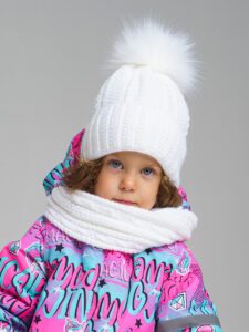 Комплект детский вязаный для девочки: шапка, снуд