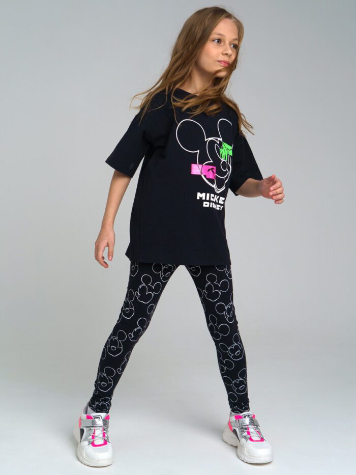 Комплект для девочки с принтом Disney: футболка, леггинсы