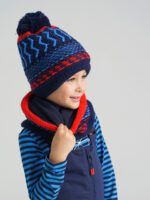Комплект вязаный для мальчика: шапка, снуд