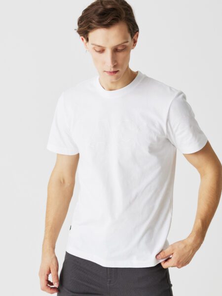 Мужская хлопковая футболка Lacoste Heritage с круглым вырезом и логотипом
