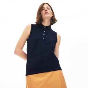 Женская рубашка-поло Lacoste Slim Fit без рукавов из хлопка Pique