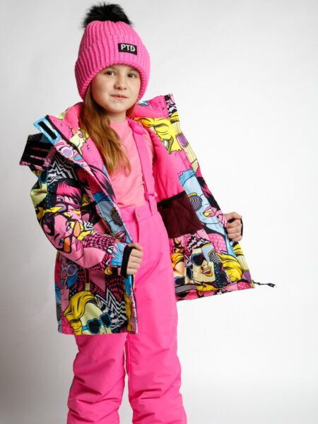 Зимний комплект из мембранной ткани для девочки: куртка, полукомбинезон
