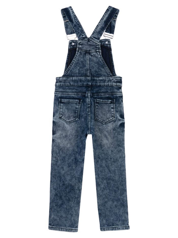 Полукомбинезон текстильный джинсовый утепленный флисом для девочек