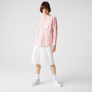 Женская рубашка Lacoste Oversize в полоску из хлопкового поплина