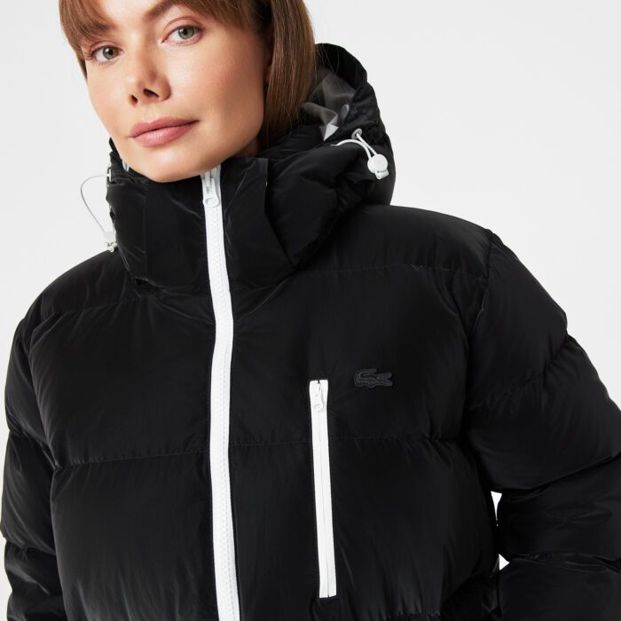 Женское стеганая куртка-пуховик Lacoste с капюшоном