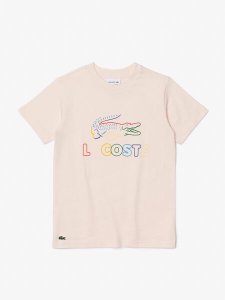 Детская хлопковая футболка Lacoste с круглым вырезом