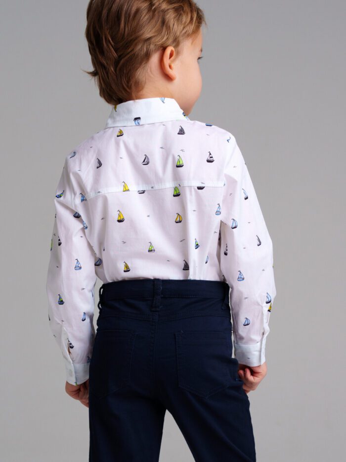 Комплект для мальчиков: брюки текстильные, кардиган трикотажный, сорочка текстильная