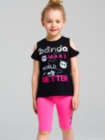 Комплект трикотажный для девочек: брюки (легинсы укороченные), фуфайка (футболка)