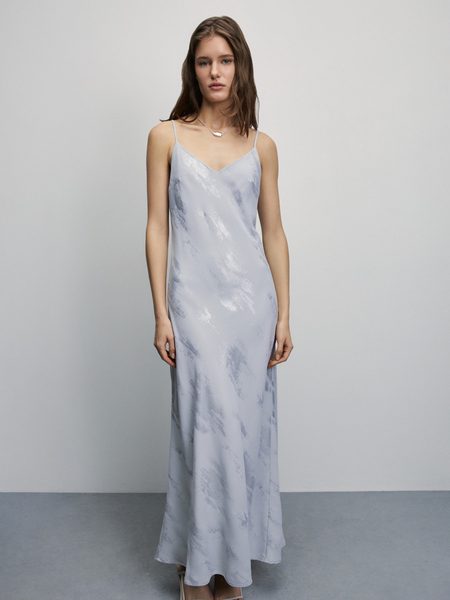Платье-комбинация с серебряным напылением