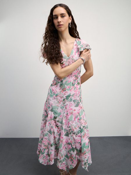 Шифоновое макси платье с цветочным принтом