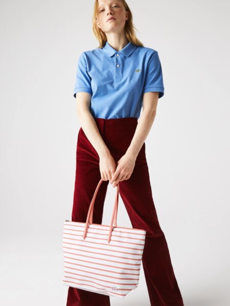 Женская большая сумка-шоппер Lacoste L.12.12 из ткани  в полоску