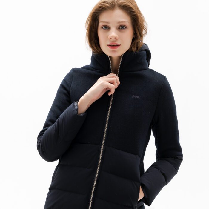 Женское стеганое пальто Lacoste со съемным капюшоном