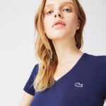 Мужская футболка Lacoste Slim Fit с v-образным вырезом