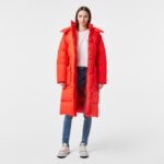 Женский длинный пуховик Lacoste Oversize с регулируемой талией