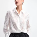 Блузка из шифона с бахромой