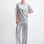 Брюки палаццо с пайетками