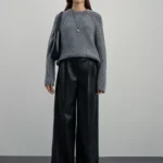 Брюки wide leg из эко-кожи