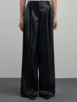 Брюки wide leg из эко-кожи
