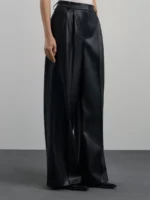 Брюки wide leg из эко-кожи