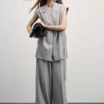 Брюки wide leg с резинкой на талии